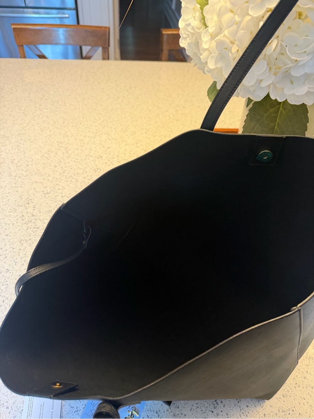 Saint Laurent Black Leather Tote with Gold YSL Charm and Pouch - Picture 8 of 9